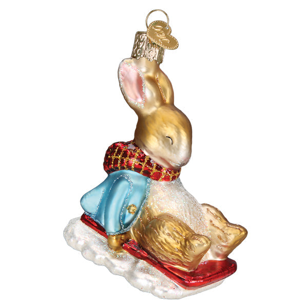 Peter Rabbit On Sled Ornament Old World Christmas