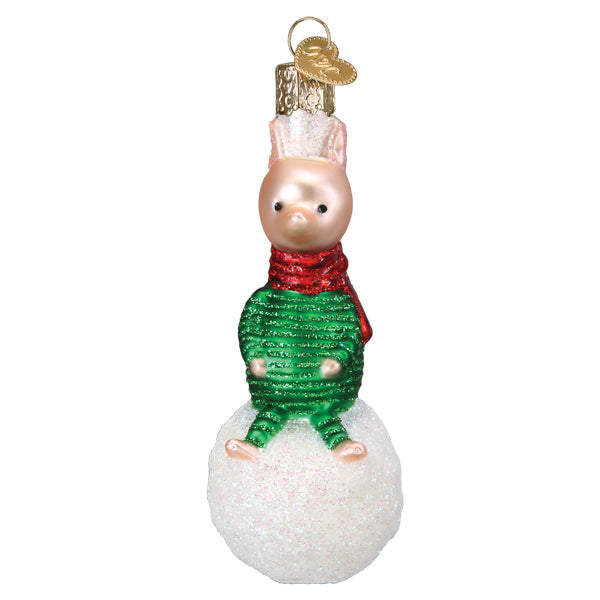 Piglet On Snowball Ornament Old World Christmas