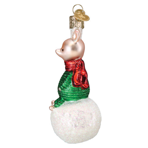 Piglet On Snowball Ornament Old World Christmas