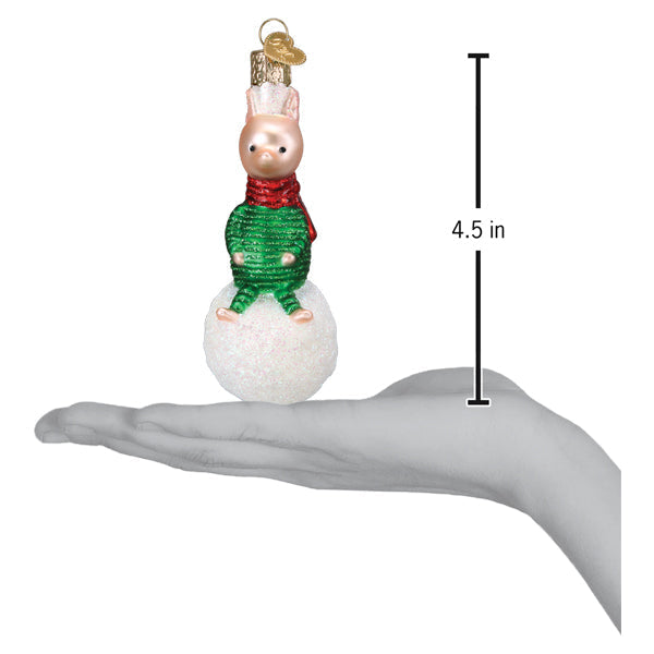 Piglet On Snowball Ornament Old World Christmas