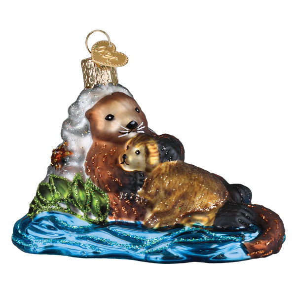 Otter With Pup Ornament Old World Christmas