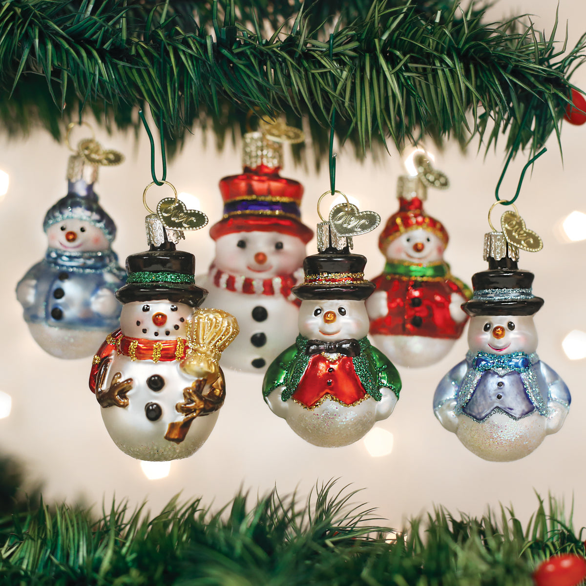 Mini Snowman Ornament Set Old World Christmas