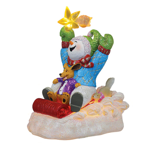 Star Powered Snow Boy Lighted Figurine Old World Christmas