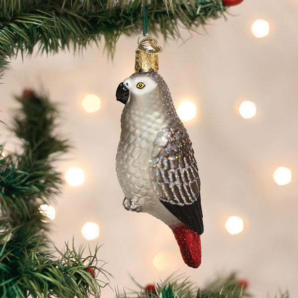 African Grey Parrot Ornament Old World Christmas
