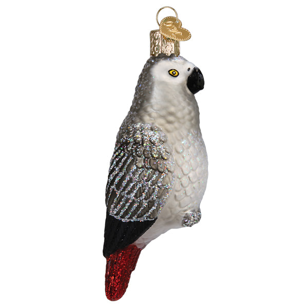 African Grey Parrot Ornament Old World Christmas