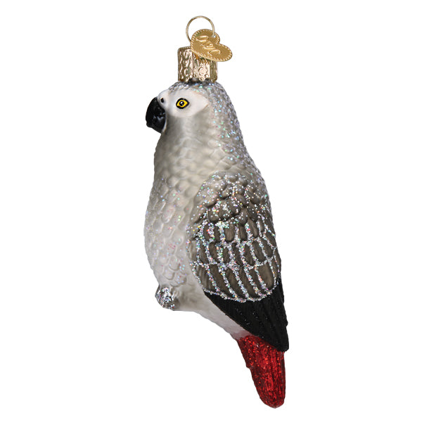 African Grey Parrot Ornament Old World Christmas