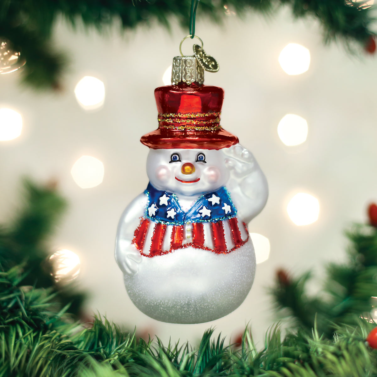 Patriotic Snowman Ornament Old World Christmas