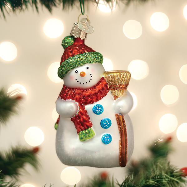Snowman With Broom Ornament Old World Christmas