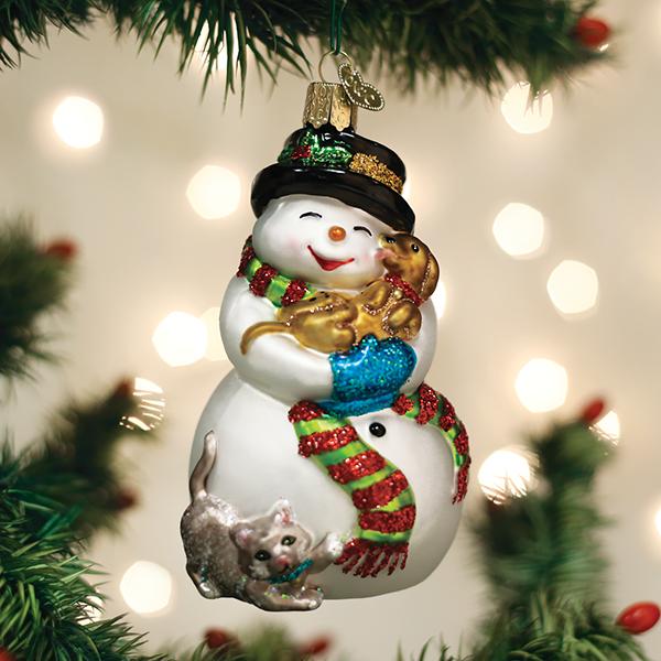 Snowman With Playful Pets Old World Christmas