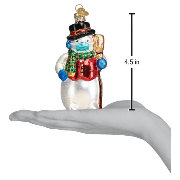 Snowman With Face Mask Ornament Old World Christmas