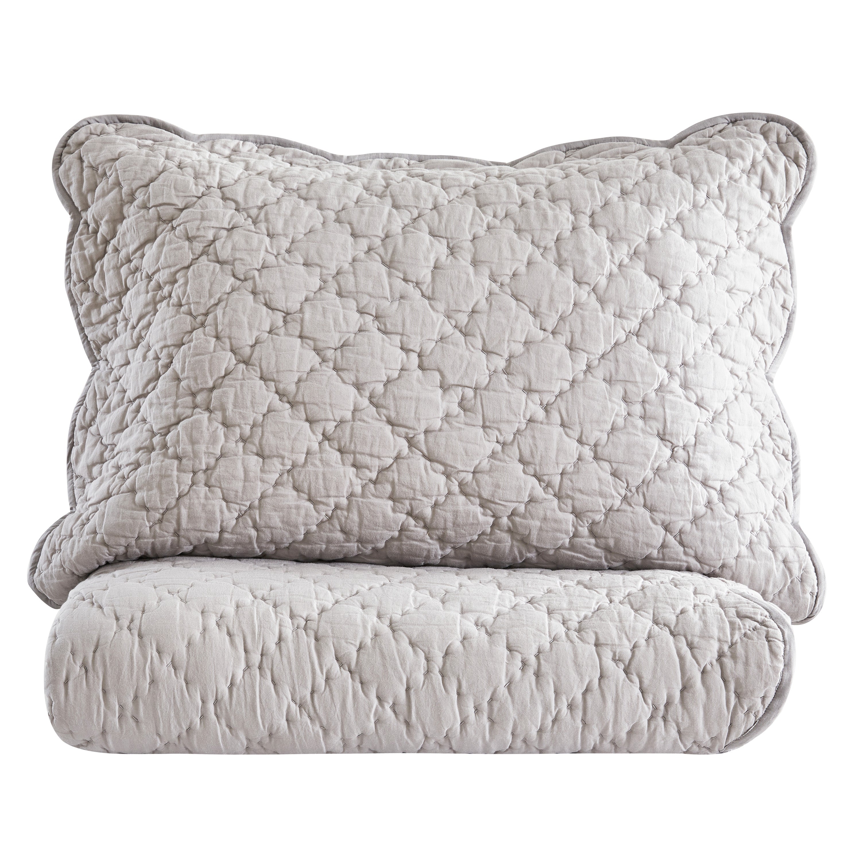 Diamond Scallop Cotton Voile Hand Stitched Quilt Set