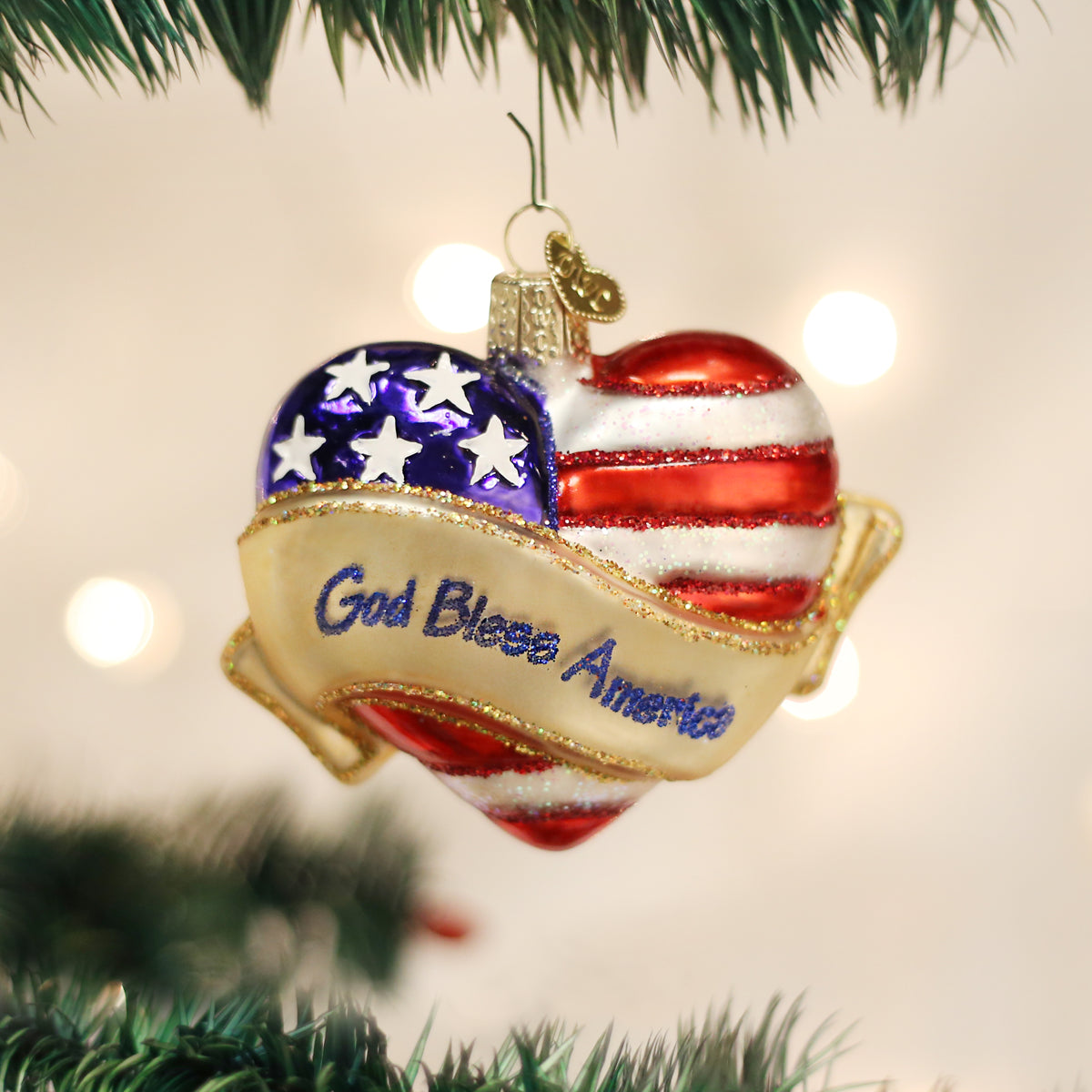 God Bless America Heart Old World Christmas
