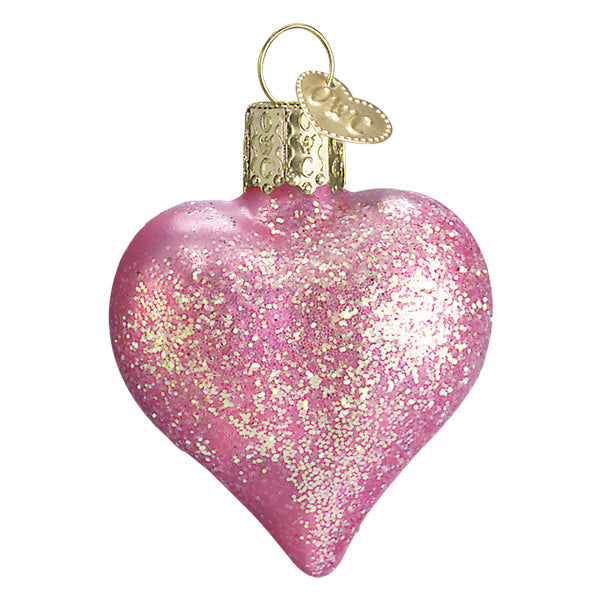 Pink Glittered Heart Ornament Old World Christmas