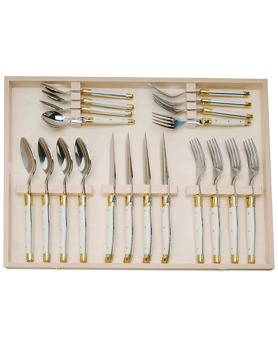 Jean Dubost 20 Pc Flatware Set with Ivory in a closed box- Certified Authentic