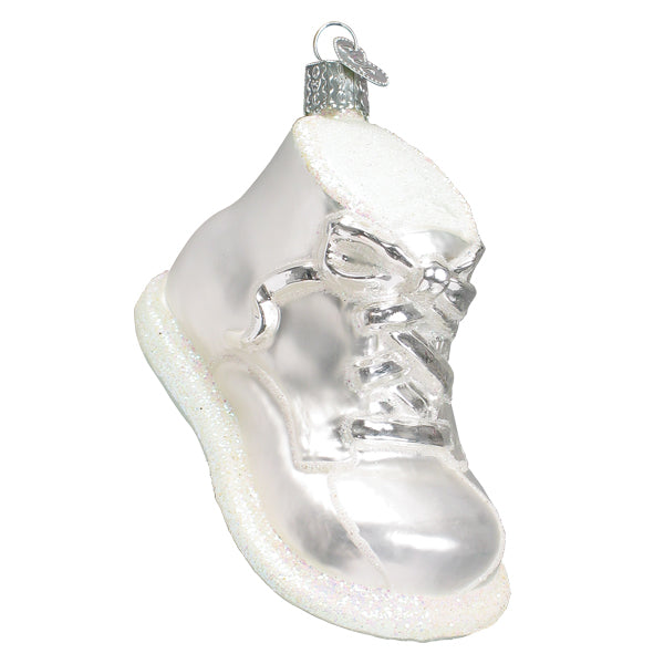 White Baby Shoe Ornament Old World Christmas