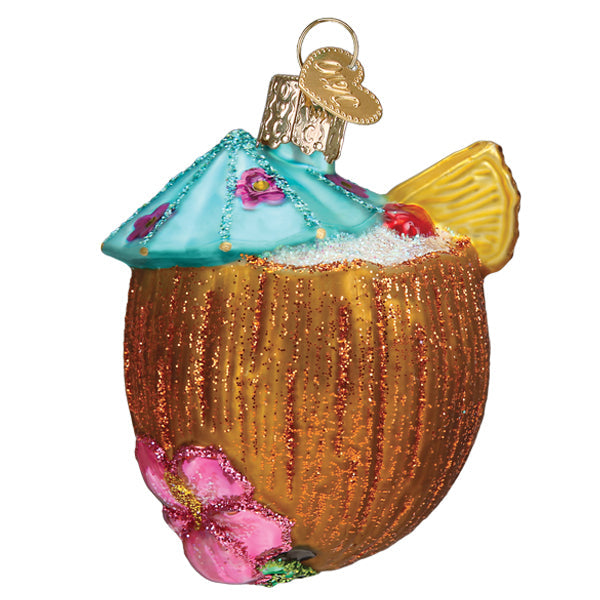 Tropical Coconut Drink Ornament Old World Christmas