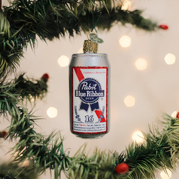 Pabst Blue Ribbon Beer Can Ornament Old World Christmas