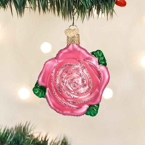 Pink Rose Ornament Old World Christmas