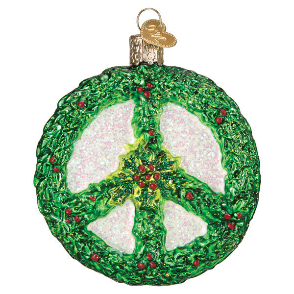Holly Peace Symbol Ornament Old World Christmas