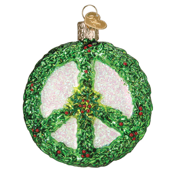 Holly Peace Symbol Ornament Old World Christmas