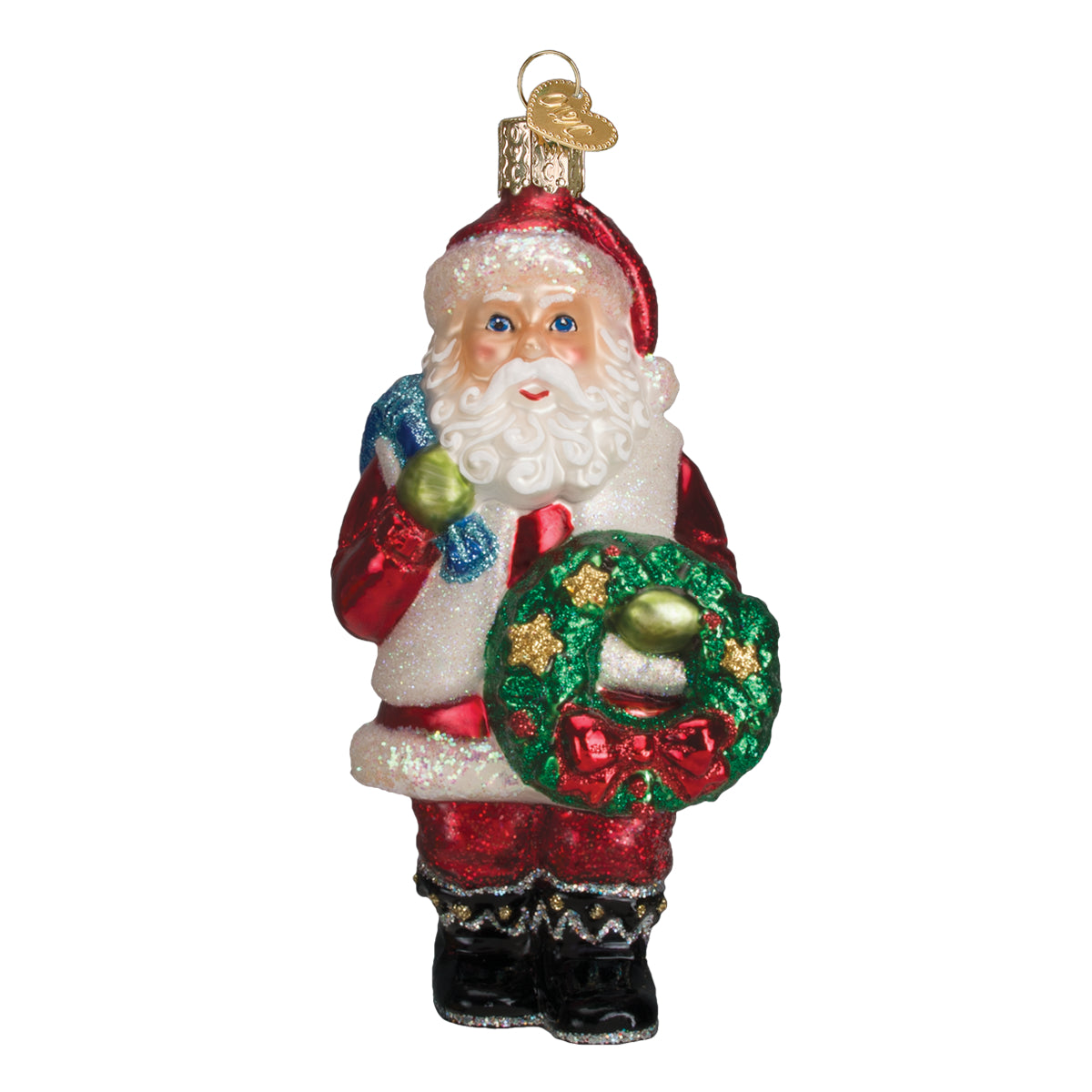 Santa With Wreath Ornament Old World Christmas