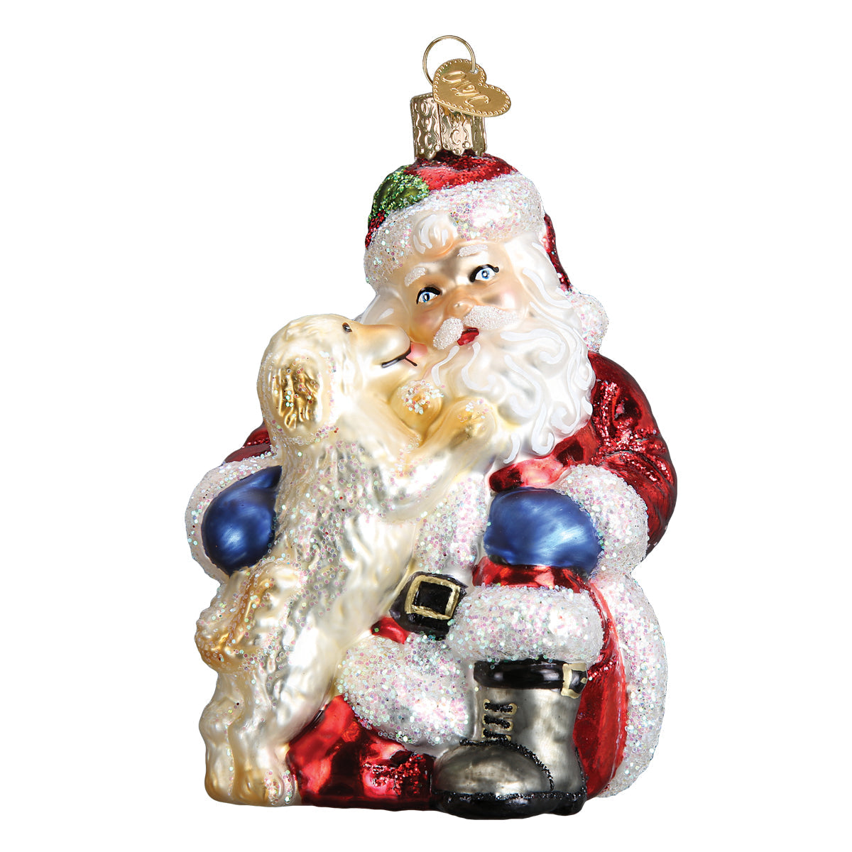 Santa's Puppy Love Ornament Old World Christmas