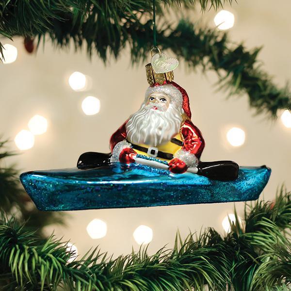 Santa In Kayak Ornament Old World Christmas