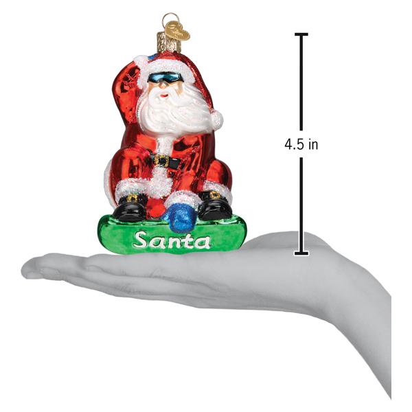 Snowboarding Santa Ornament Old World Christmas