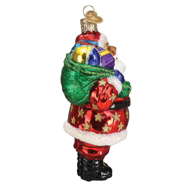 Jolly African American Santa Ornament Old World Christmas