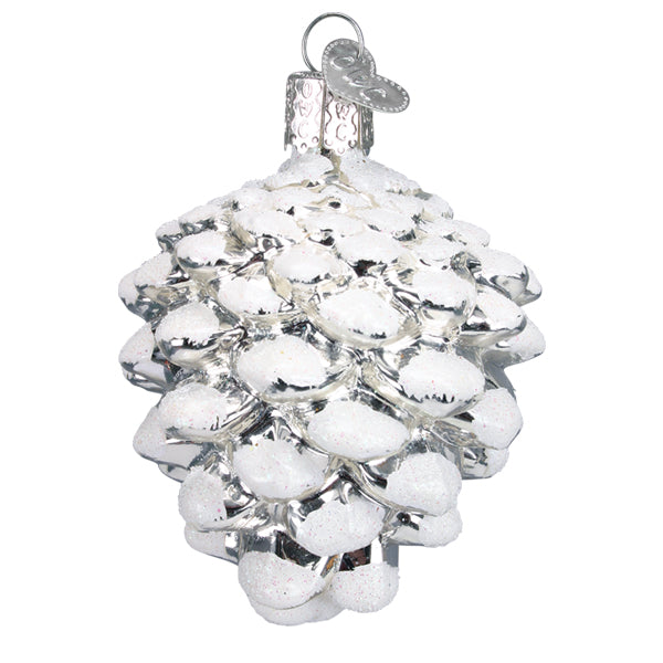 Snow-capped Silver Snowy Cone Ornament Old World Christmas