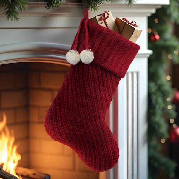 Red Knit Stocking Old World Christmas