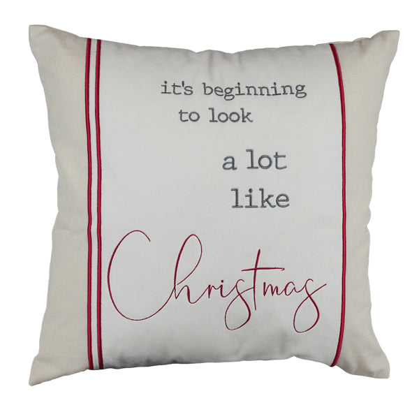 18" It's Beginning to Look a Lot Like Christmas Square Pillow Old World Christmas