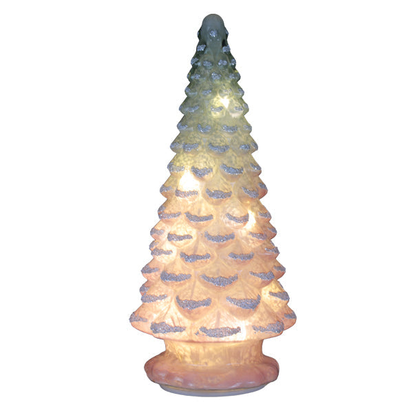 14" Lit Pink Glass Tabletop Tree Old World Christmas