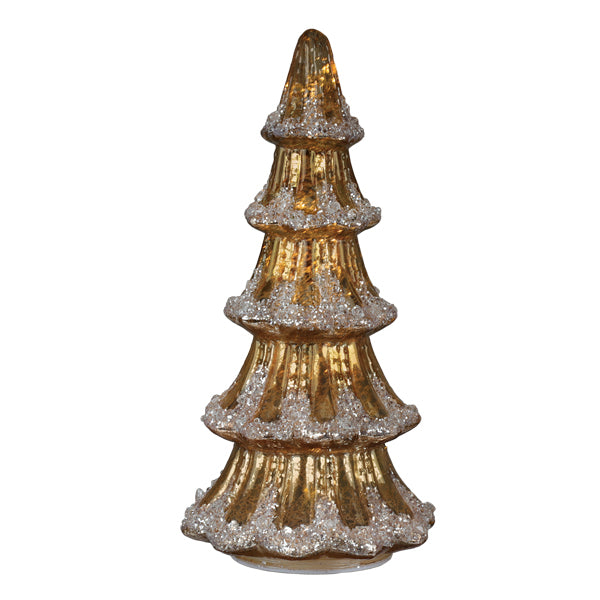 12" Lit Gold Mercury Glass Tabletop Tree Old World Christmas
