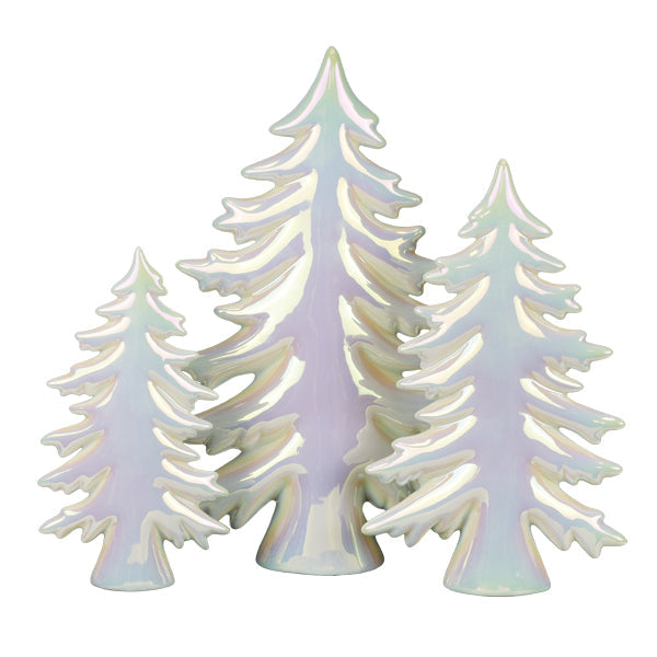 Iridescent Ceramic Trees Set Old World Christmas