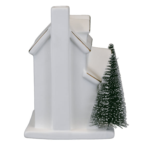Lit Ceramic House With Trees Old World Christmas