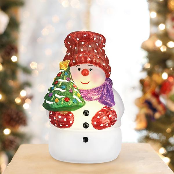Snowman With Tree Candle Light Old World Christmas