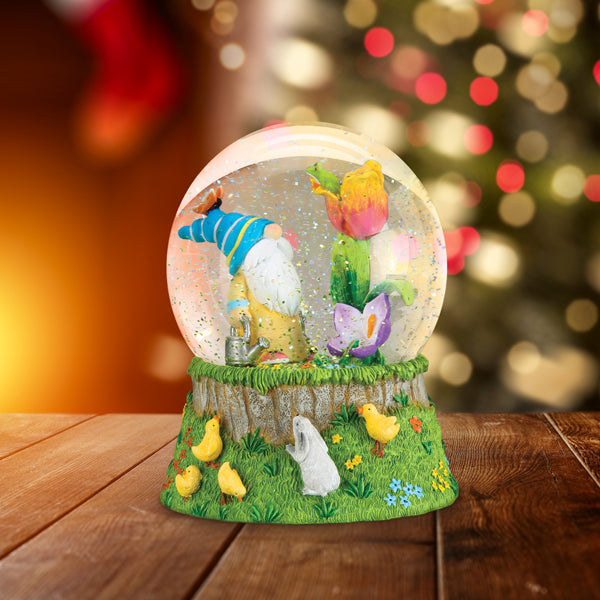 Spring Garden Gnome Snow Globe Old World Christmas