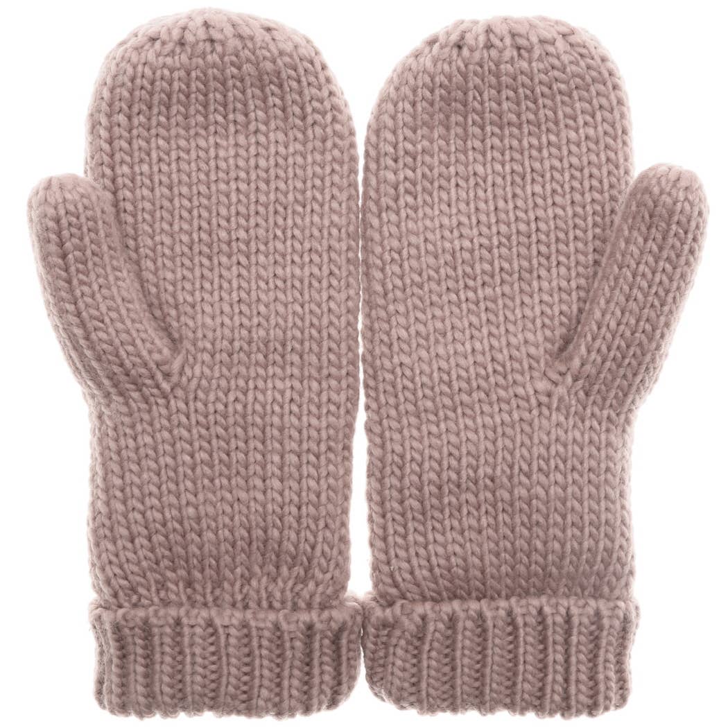 Winter Gloves Cable Knit Mittens with Fleece Lined: One Size / IVORY