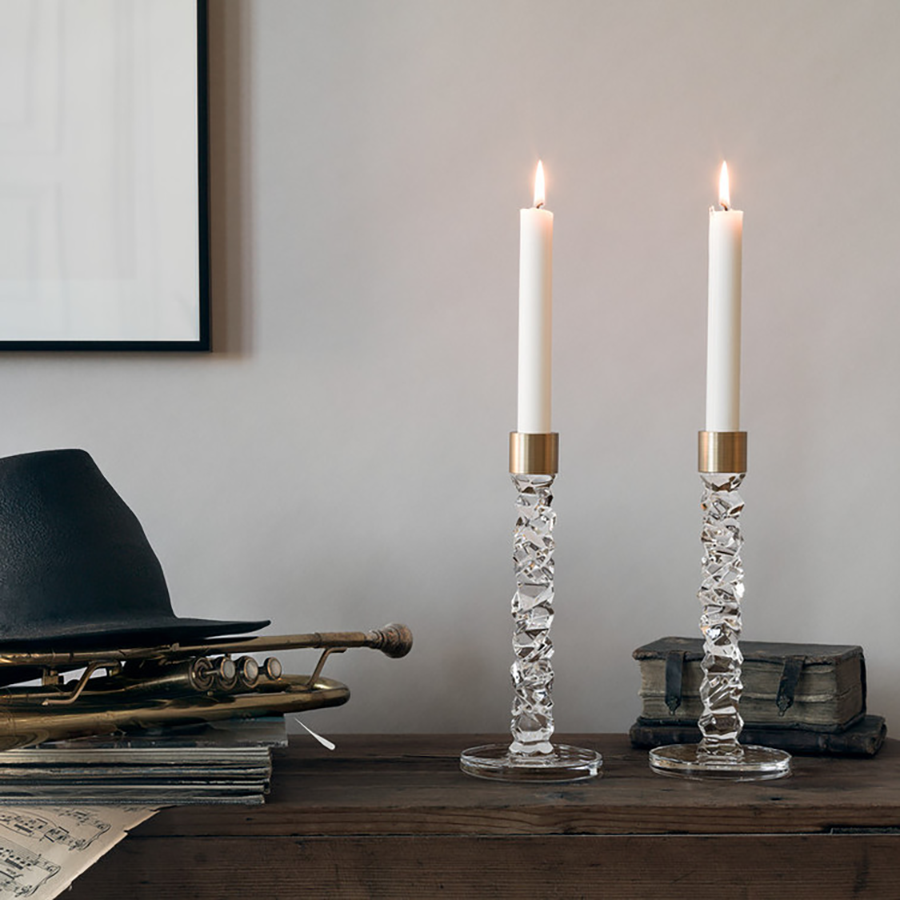 Carat Candlestick Brass Medium - Set of 2