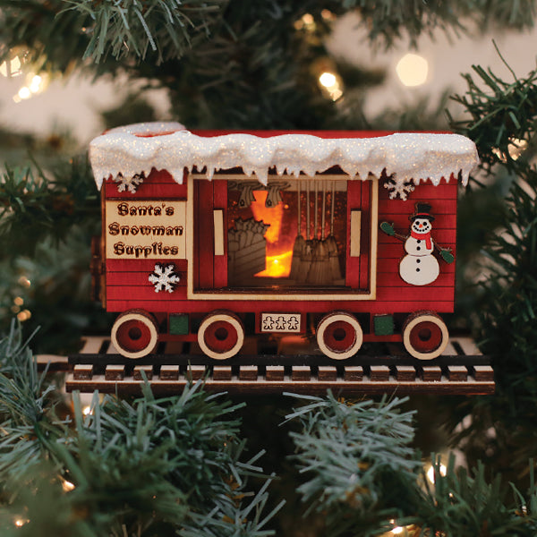 Snowman Box Car Ornament Old World Christmas