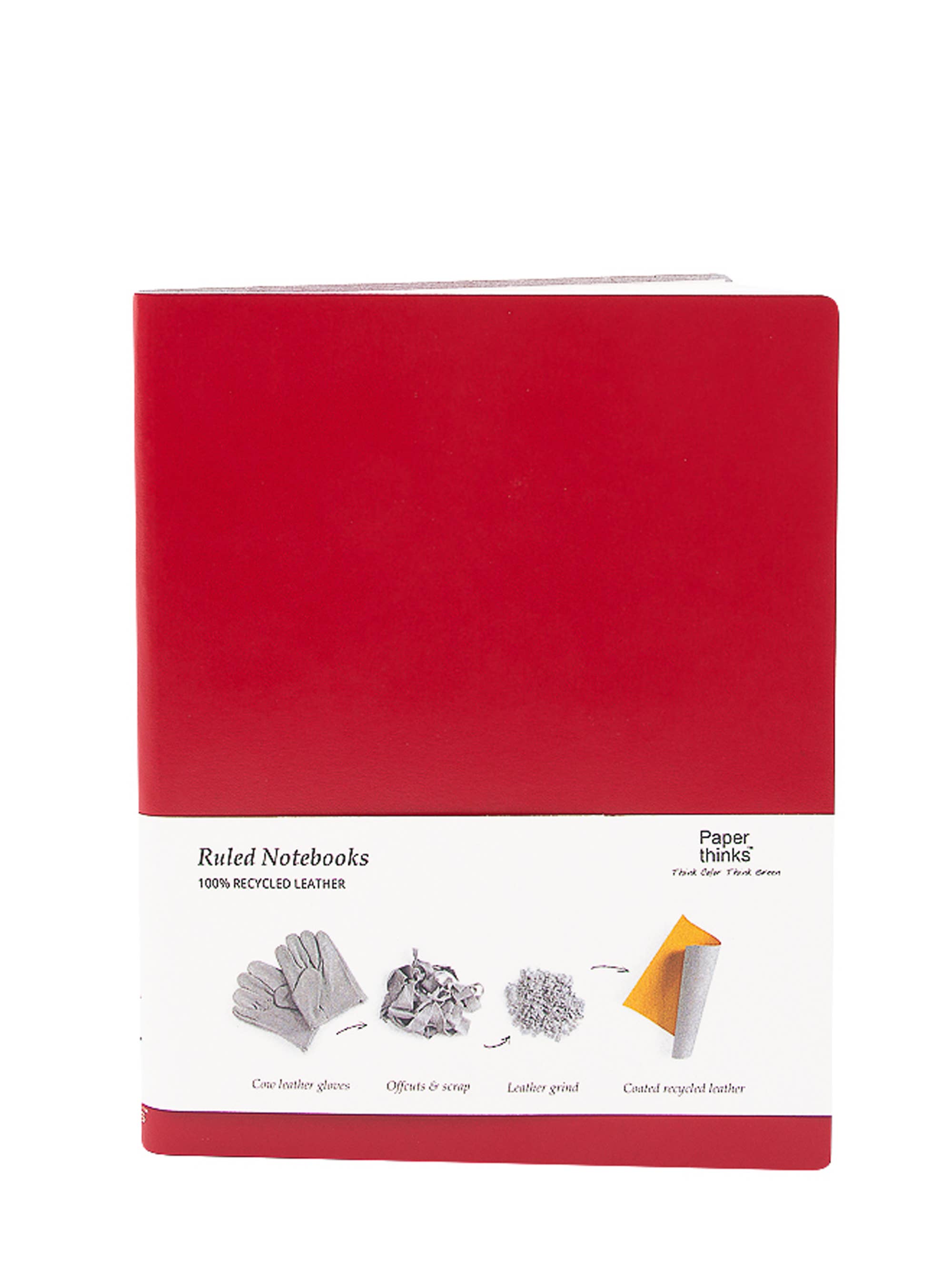 Paperthinks Recycled Leather XL 7 x 9 Inches Lined Notebooks: Black