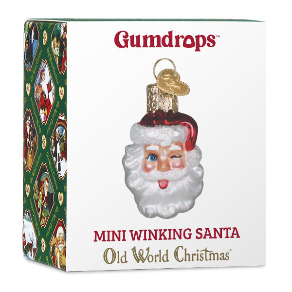 Mini Winking Santa Ornament Old World Christmas