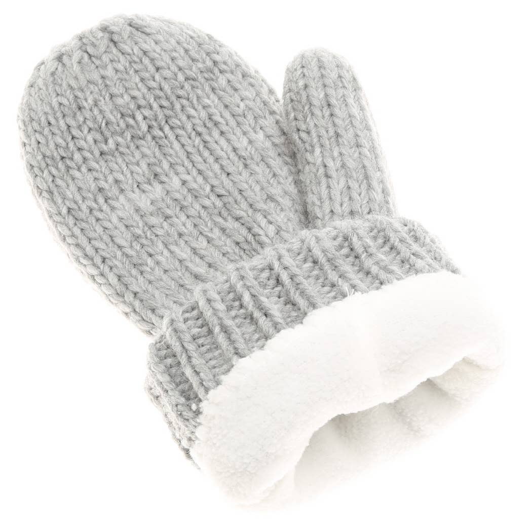 Winter Gloves Cable Knit Mittens with Fleece Lined: One Size / IVORY