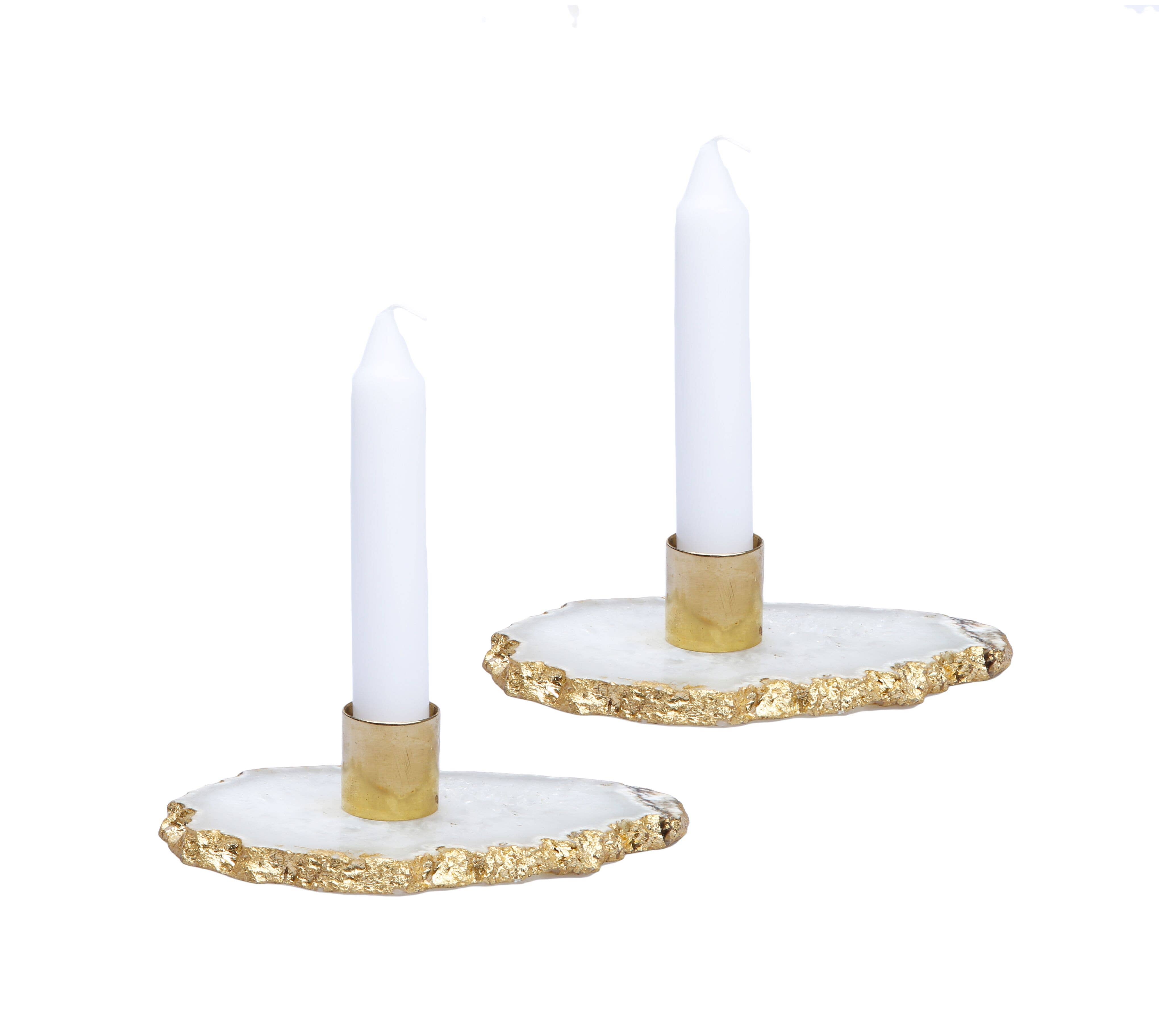 Flat Agate Stone Candle Holder