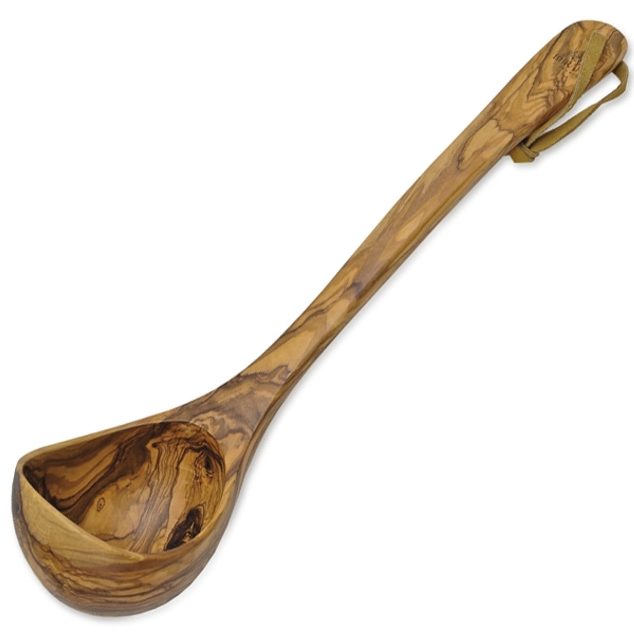 Berard Olive Wood Soup Ladle with Leather Strap | Certified Authentic