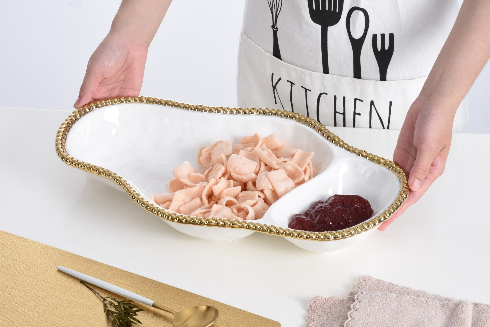 Golden Salerno 2-Section Serving Piece