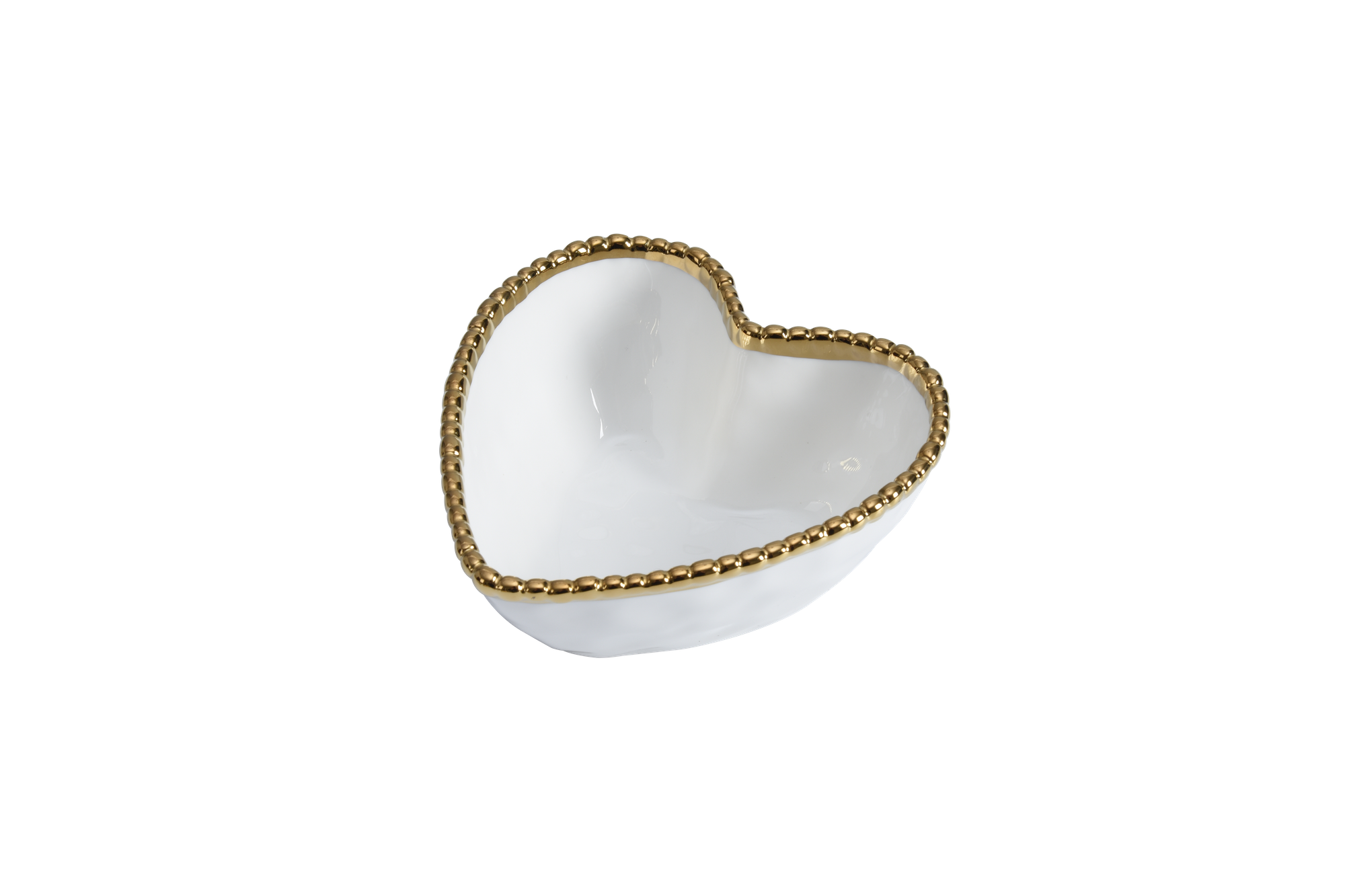 Love In The Air Heart Bowl White with Gold Trim Pampa Bay