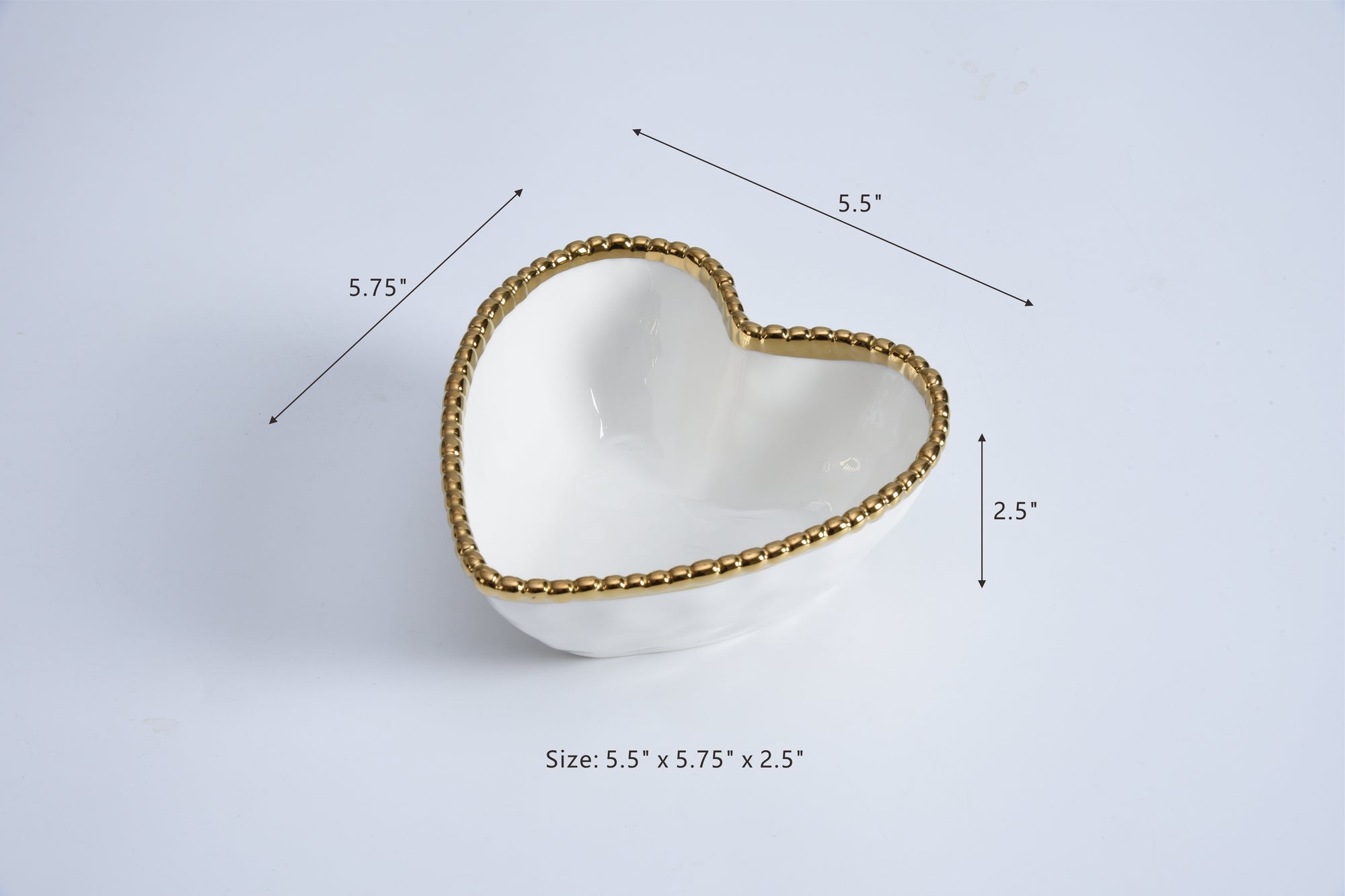 Love In The Air Heart Bowl White with Gold Trim Pampa Bay
