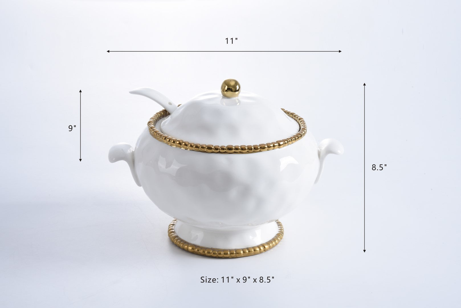 Golden Salerno Soup Tureen & Spoon